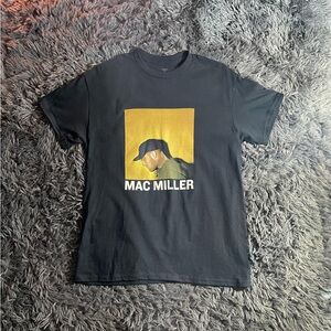 Black Graphic Tee with Yellow Accent